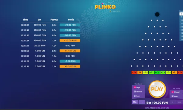 Plinko game by 1win