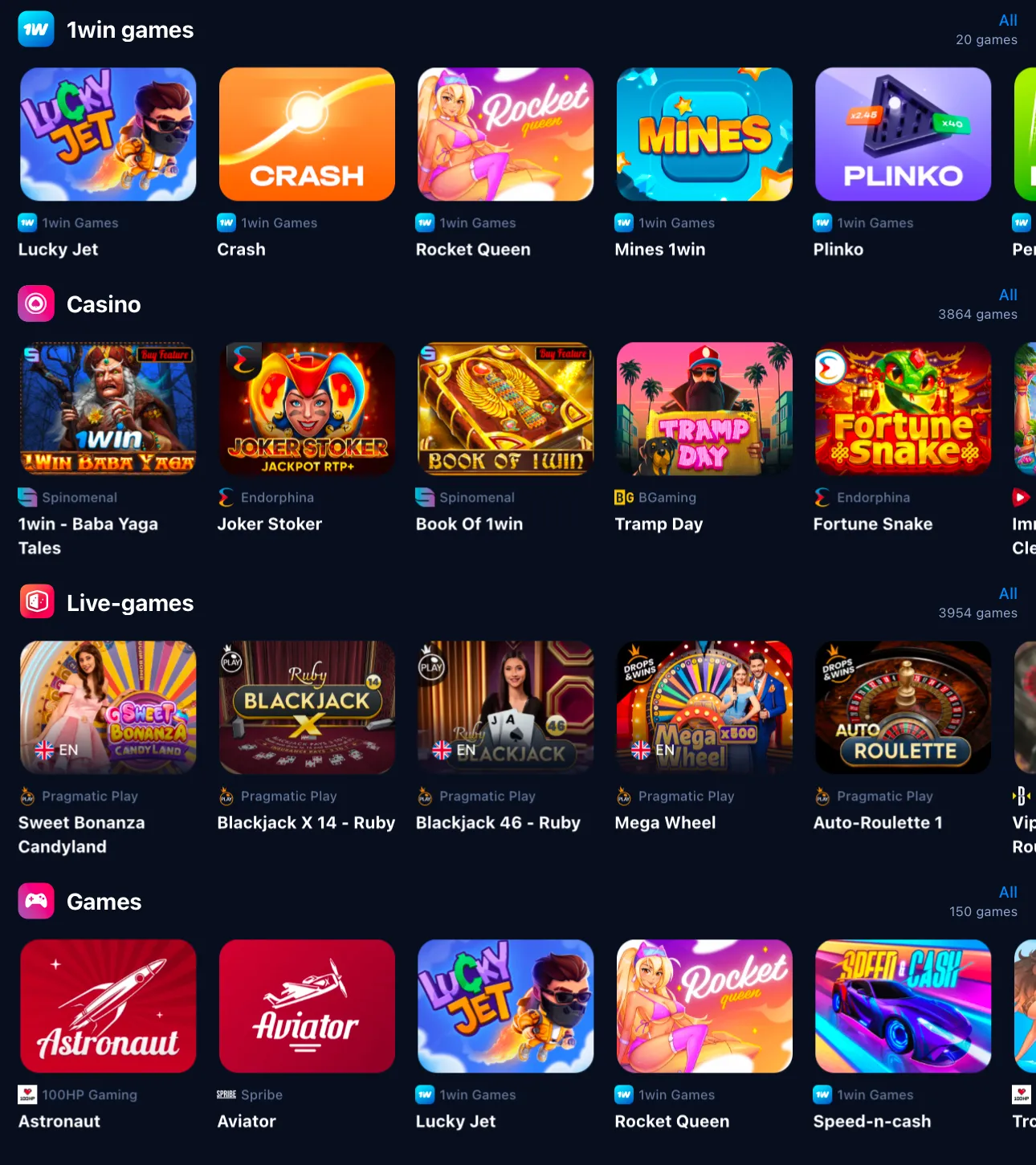 1win casino games in Pakistan