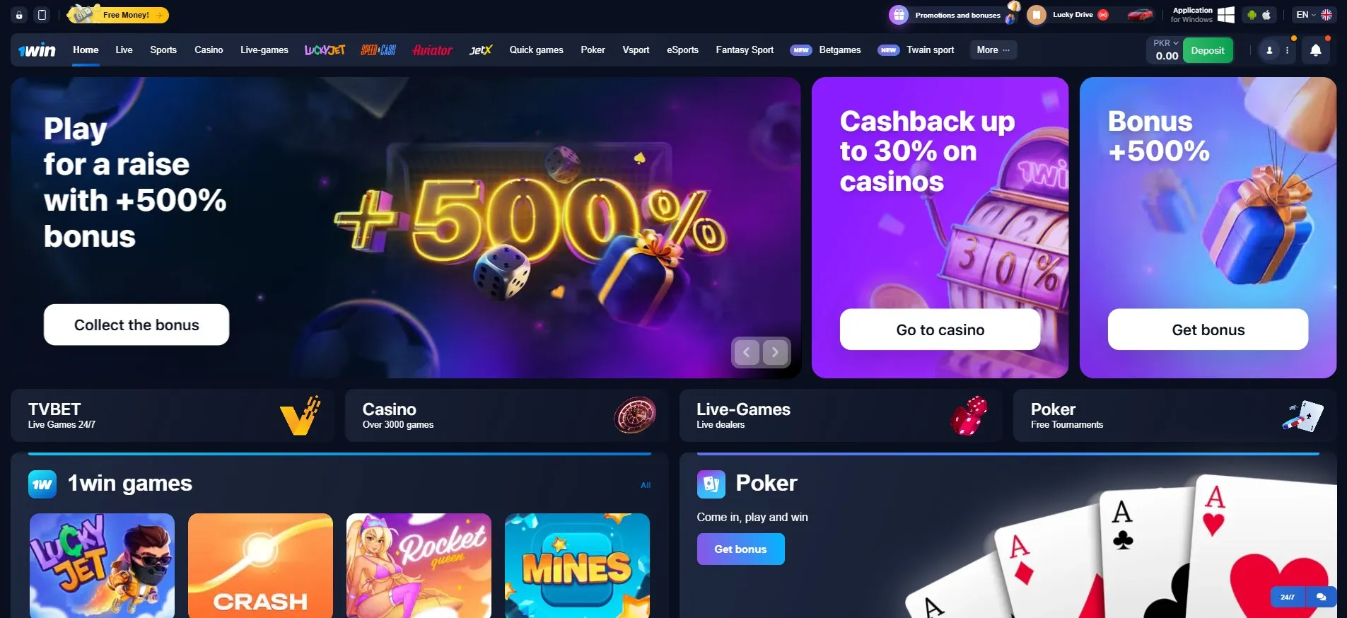 1win official online casino in Pakistan